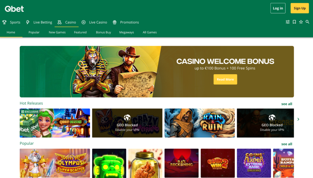 Qbet credit card casino